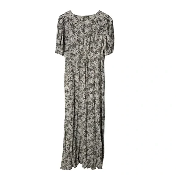 NWT‎ Madewell Puff-Sleeve V-Neck Midi Maxi Dress Harper Floral Ivory Sz 10